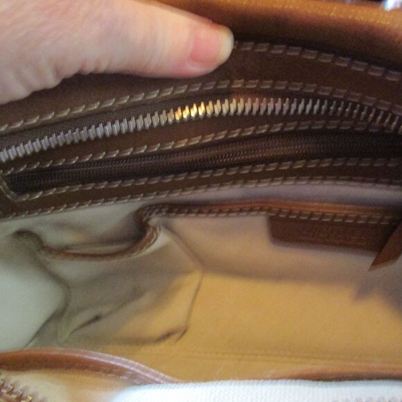 Vintage Michael Kors Cognac Brown Leather Top Handles Handbag w/Buckle Accents - Picture 8 of 11